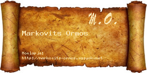 Markovits Ormos névjegykártya